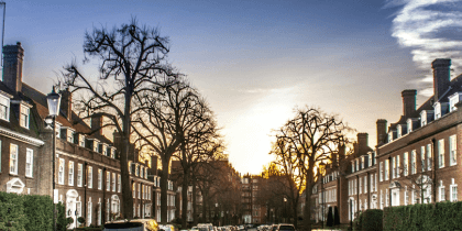 Sunrise on residential street