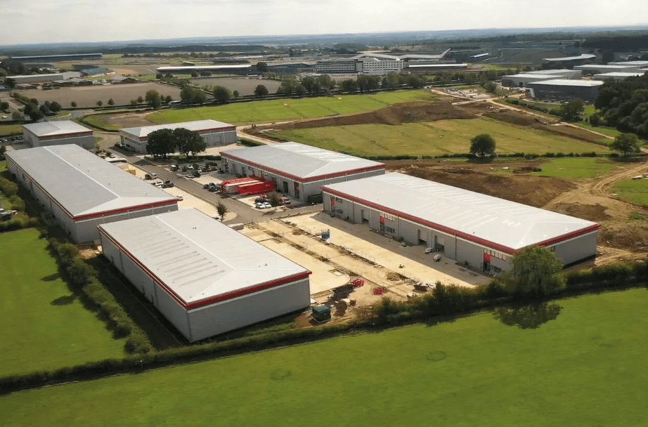 Birds eye view of Silverstone Business Park